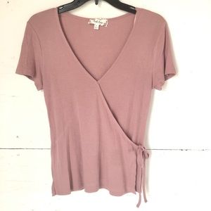 Pink Rose everyday dusty rose wrap blouse v-neck
